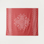 Rode kerst, volkskunst, sneeuwvlok wandkleed (Voorkant (horizontaal))