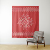 Rode kerst, volkskunst, sneeuwvlok wandkleed (In situ)