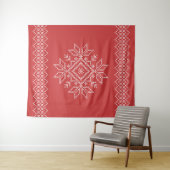 Rode kerst, volkskunst, sneeuwvlok wandkleed (In Situ (horizontaal))