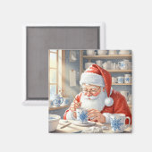 Rode Kerst Waterverf Kerstman Werkplaats Magneet (Voorkant / Achterkant)