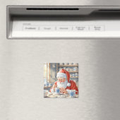 Rode Kerst Waterverf Kerstman Werkplaats Magneet (Insitu (Vaatwasser))