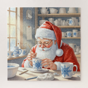Rode Kerst Waterverf Santa Werkplaats Legpuzzel