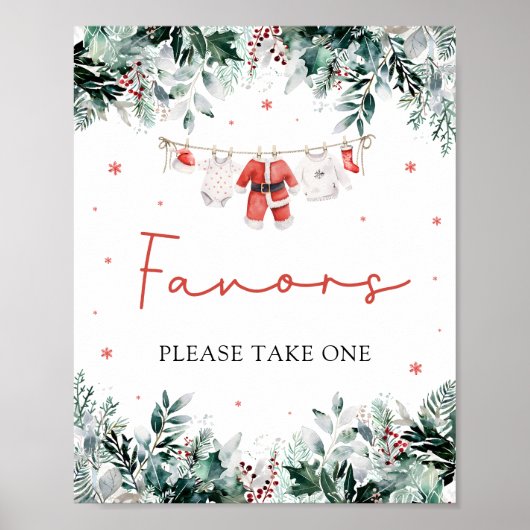 Rode Kerst Winter Schattigee Santa Baby shower Fav Poster (Voorkant)