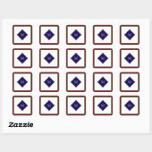 Rode Kerst Wol Textuur Geruit met Monogram Vierkante Sticker (Vel)