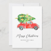 Rode Kerstauto Kerstkaart (Voorkant)