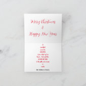 Rode kerstauto met cadeaus en kerstboom erop kaart (Binnen)