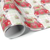 Rode kerstauto vol met cadeaus - spelachtergrond cadeaupapier (Rol Hoek)