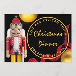 Rode kerstavond diner Wit gouden Notenkraker Kaart