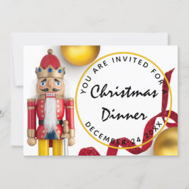 Rode kerstavond diner Witte gouden Notenkraker Kaart