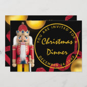 Rode kerstavond diner Witte gouden Notenkraker Kaart (Voorkant / Achterkant)