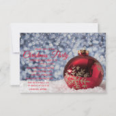 Rode kerstbal, Bokeh Company kerstparty Kaart (Voorkant)