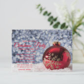 Rode kerstbal, Bokeh Company kerstparty Kaart (Staand voorkant)