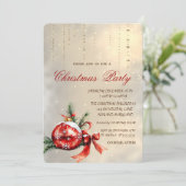 Rode Kerstbal, Bow Party Kaart (Staand voorkant)