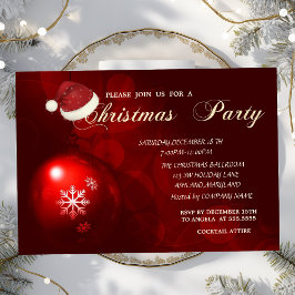 Rode Kerstbal, Kerstman Hoed, Bedrijf Kerstmis Kaart