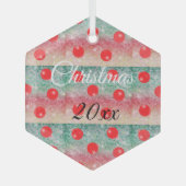 Rode Kerstbal Kerstontwerp Glas Ornament (Voorkant)