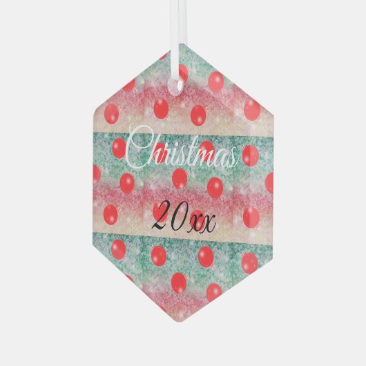 Rode Kerstbal Kerstontwerp Glas Ornament (Voorkant links)