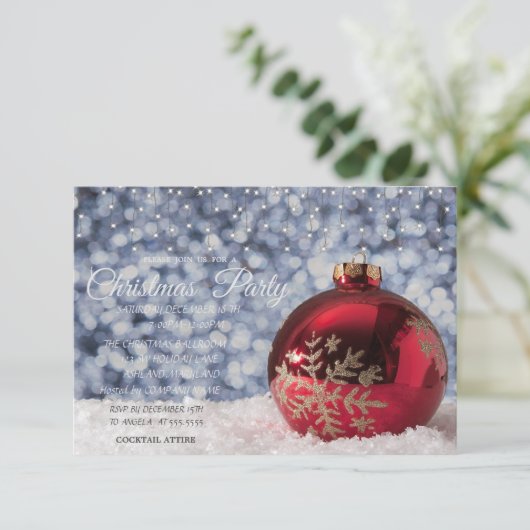 Rode kerstbal, lichte kerst van het Bedrijf Kaart (Staand voorkant)