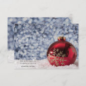 Rode kerstbal, lichte kerst van het Bedrijf Kaart (Voorkant / Achterkant)