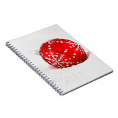 Rode kerstbal met sneeuwvlok notitieboek (Rechterzijde)