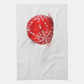 Rode kerstbal met sneeuwvlok theedoek (Verticaal)