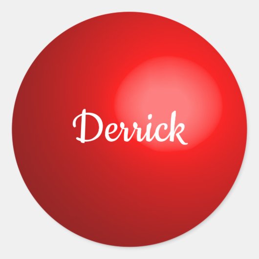 Rode Kerstbal Ornament met Naam Ronde Sticker (Voorkant)