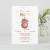 Rode kerstbal, Poinsettia kerst Kaart (Staand voorkant)