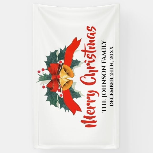  rode kerstbal ribbon Bow Spandoek (Verticaal)