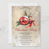 Rode Kerstbal Sneeuwvlok Partij Kaart (Voorkant)