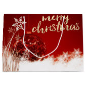 Rode kerstbal, sneeuwvlokken, feestdag groot cadeauzakje (Voorkant)
