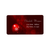 Rode kerstbal, sneeuwvlokken, rood etiket (Voorkant)