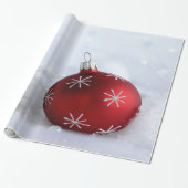 Rode kerstbal Snowflakes Cadeaupapier (Uitgerold)