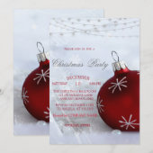 Rode kerstbal, String Lights kerstbedrijf Kaart (Voorkant / Achterkant)