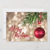 Rode Kerstbal Zakelijk Feestdagenkaart (Voorkant)