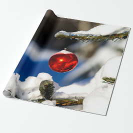 Rode Kerstbal, Zonnige Dag Cadeaupapier