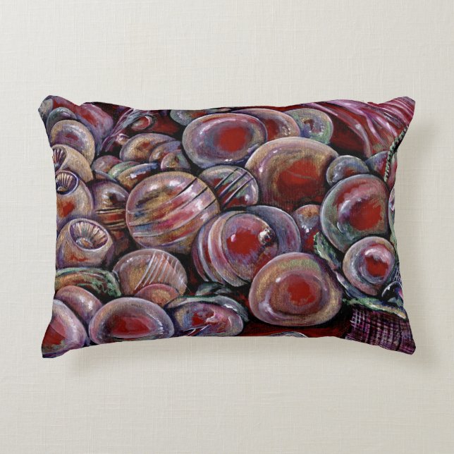 Rode kerstballen accent kussen (Voorkant)