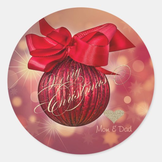Rode Kerstballen Bokeh Bedrijf  Ronde Sticker (Voorkant)