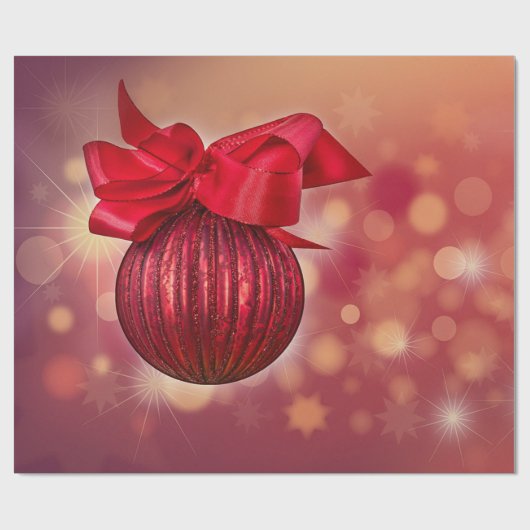 Rode Kerstballen Bokeh Company  Cadeaupapier (Vlak)