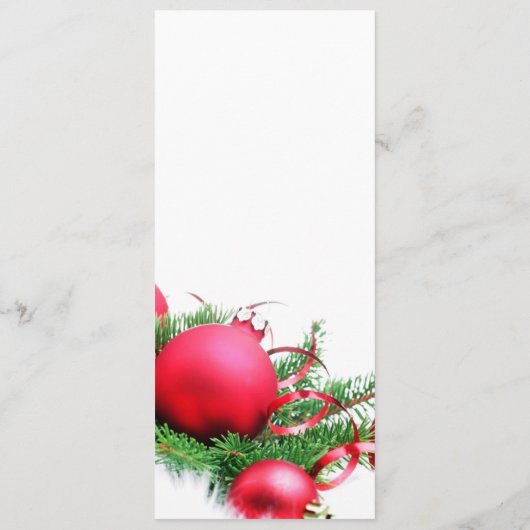 Rode Kerstballen Bruiloft Menu (Achterkant)