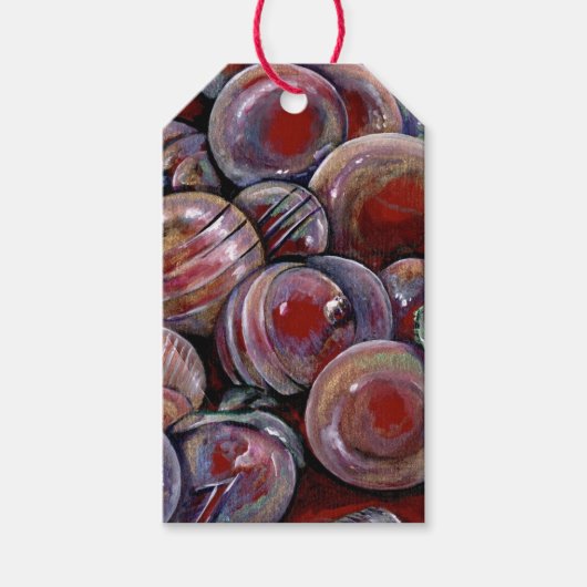 Rode kerstballen cadeaulabel (Voorkant)