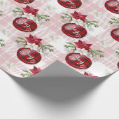 Rode kerstballen cadeaupapier (Hoek)