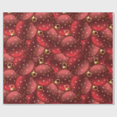 Rode kerstballen cadeaupapier (Vlak)