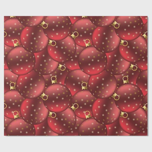 Rode kerstballen cadeaupapier (Vlak)