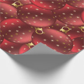 Rode kerstballen cadeaupapier (Hoek)
