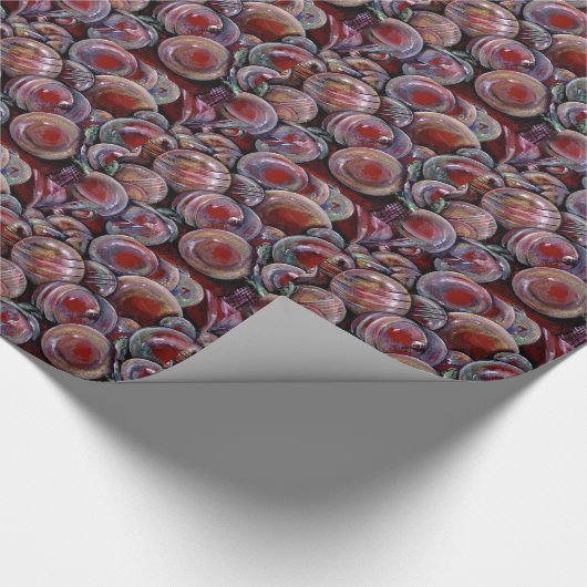 Rode kerstballen cadeaupapier (Hoek)