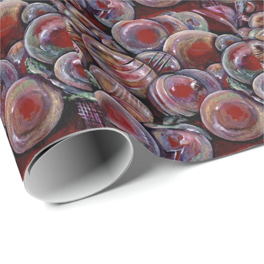 Rode kerstballen cadeaupapier (Rol Hoek)