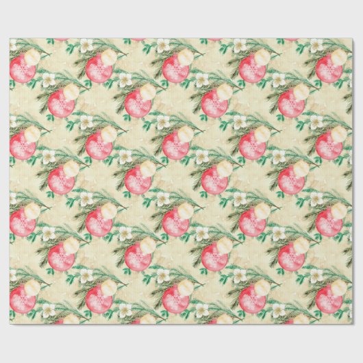 Rode kerstballen cadeaupapier (Vlak)