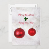 Rode kerstballen feestdagenkaart (Voorkant / Achterkant)