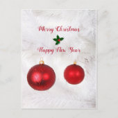 Rode kerstballen feestdagenkaart (Voorkant)