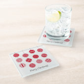 Rode Kerstballen Glas Onderzetter (Schuin)