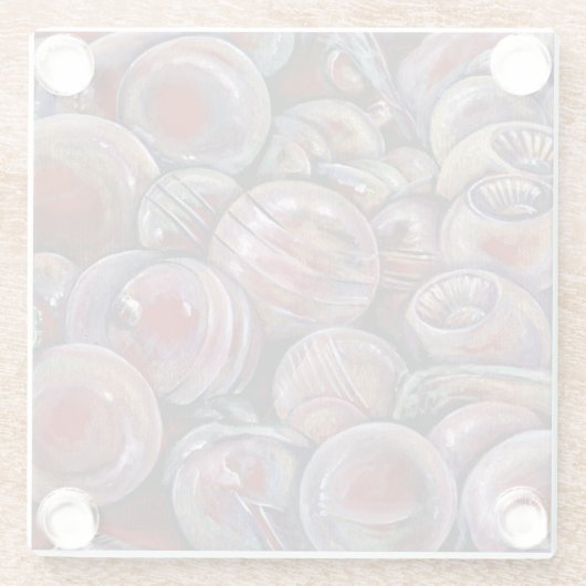 Rode kerstballen glazen onderzetter (Achterkant)